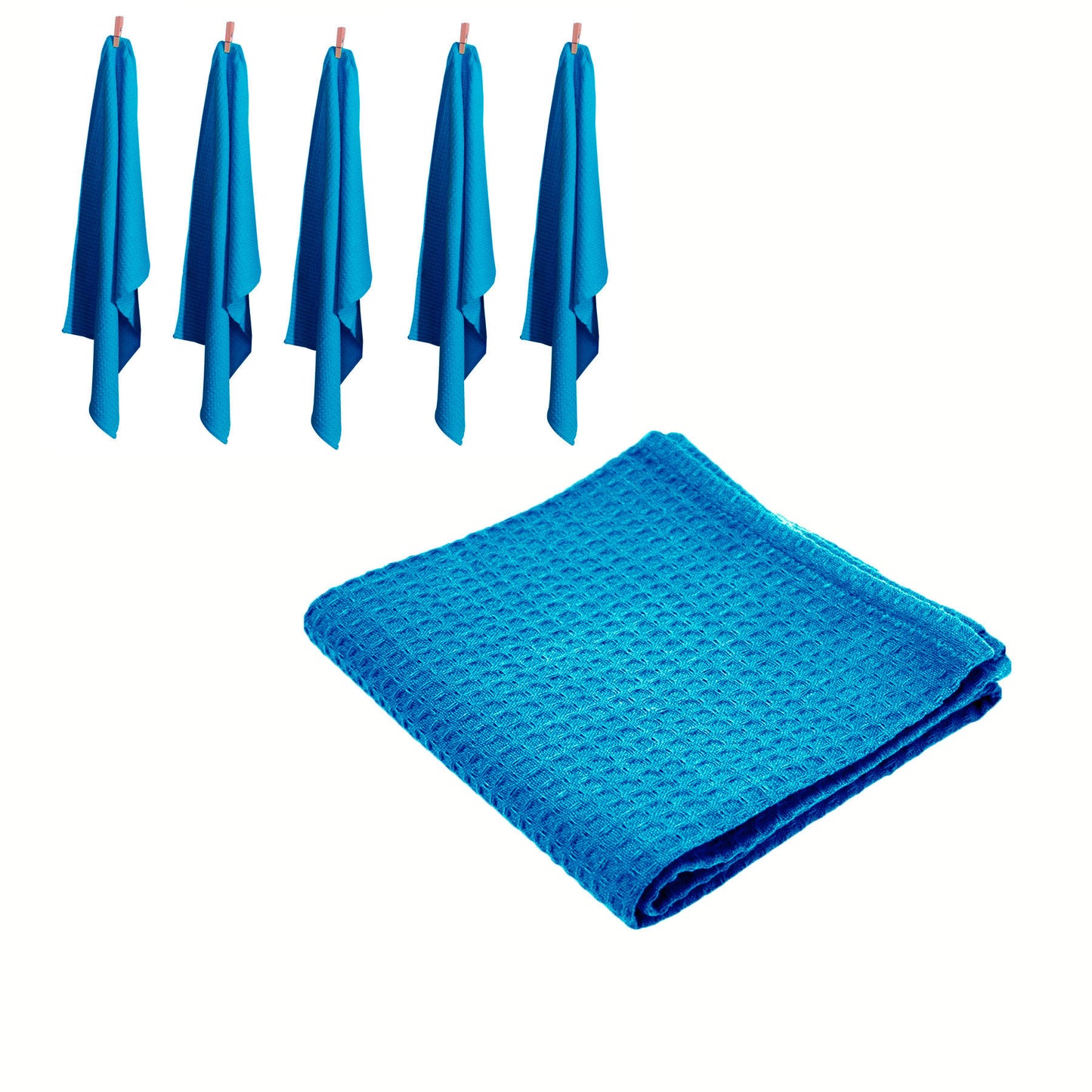 Rans Set of 6 Cotton Waffle Tea Towels 50x70 cm - Aqua Tristar Online