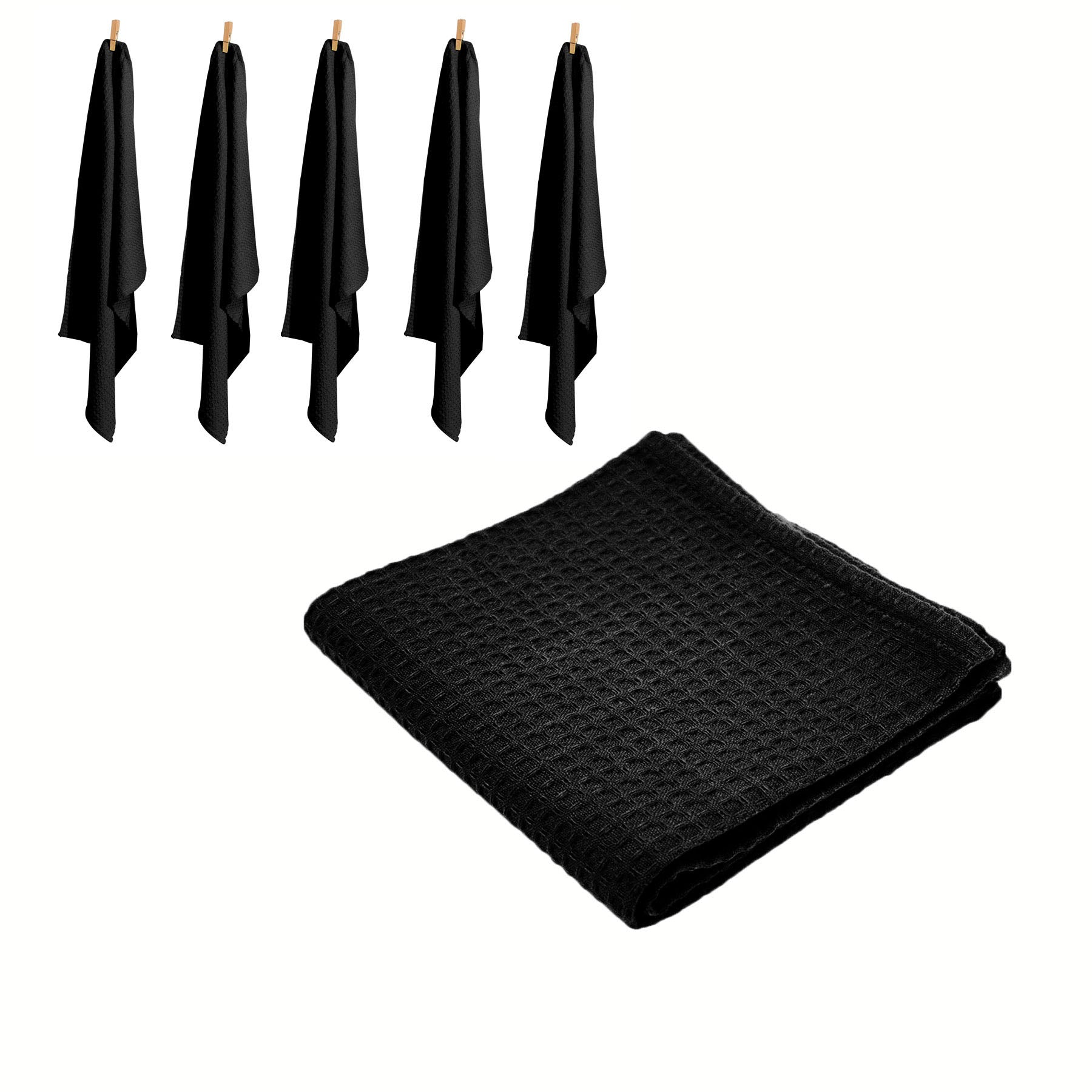 Rans Set of 6 Cotton Waffle Tea Towels 50x70 cm - Black Tristar Online