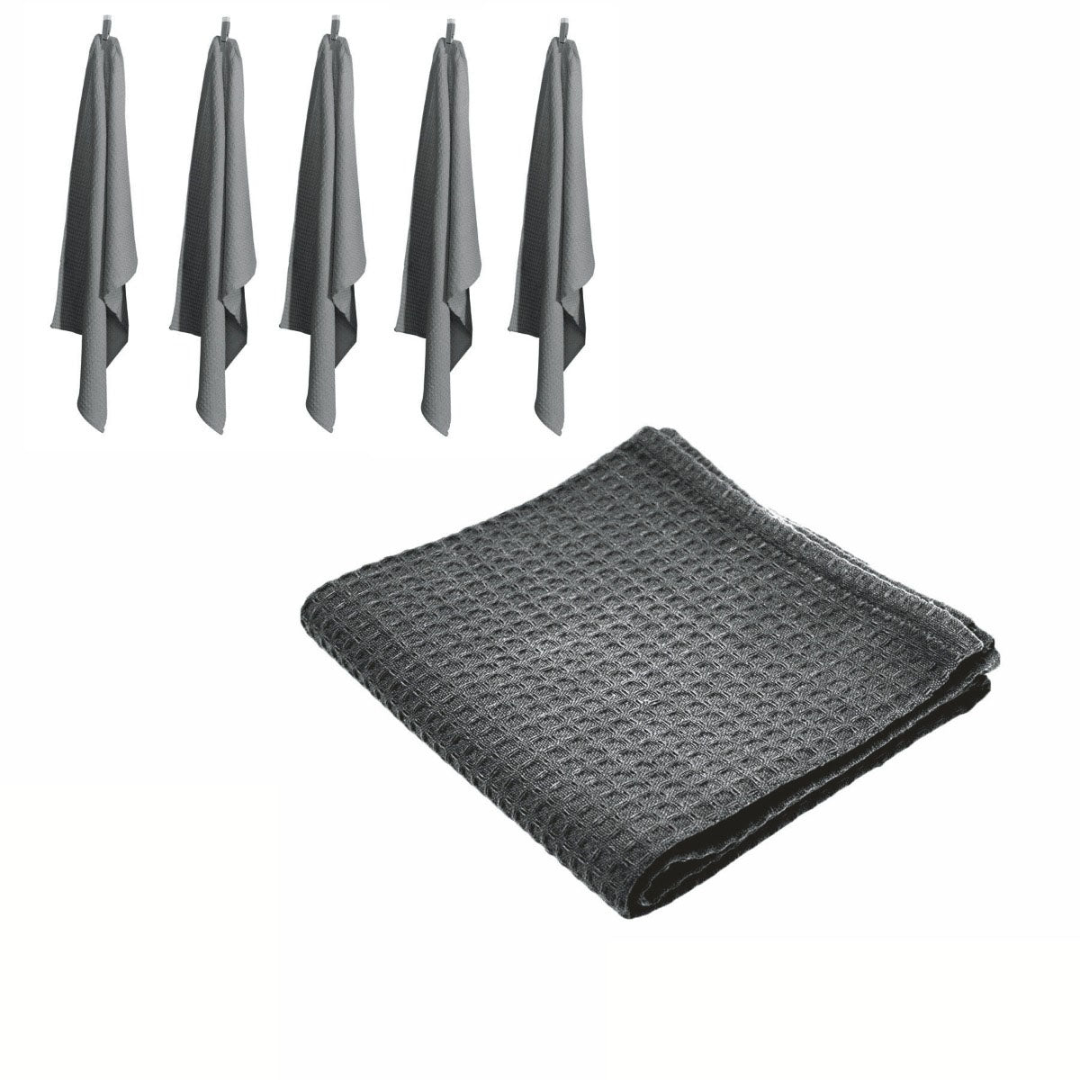 Rans Set of 6 Cotton Waffle Tea Towels 50x70 cm - Charcoal Tristar Online