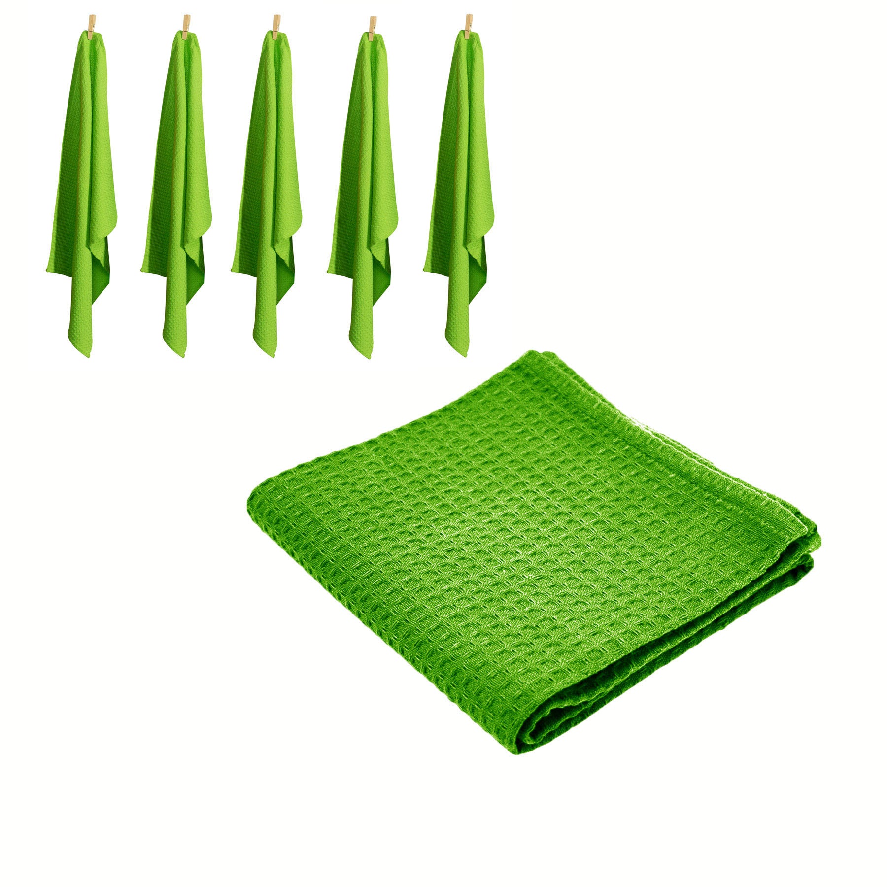 Rans Set of 6 Cotton Waffle Tea Towels 50x70 cm - Lime Green Tristar Online