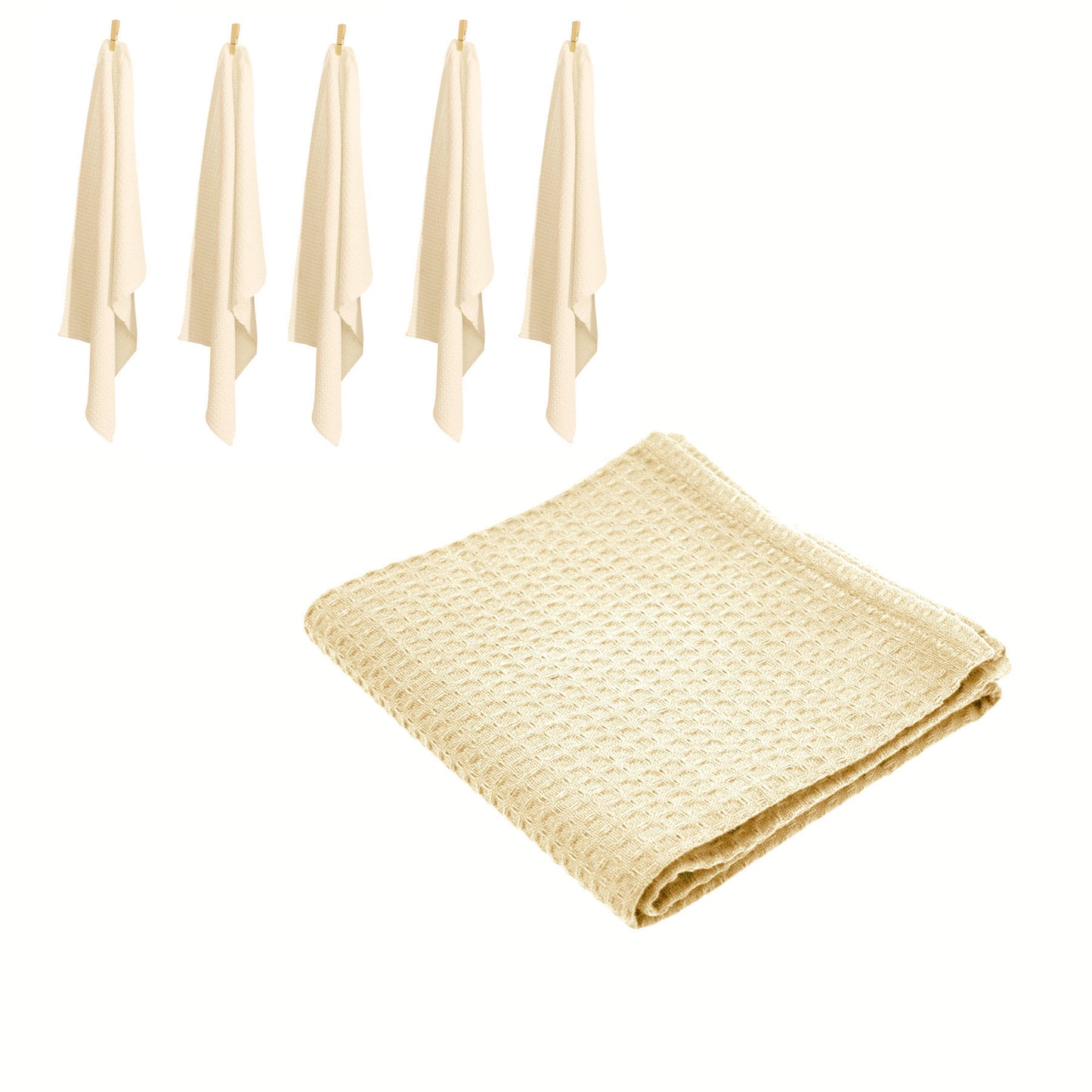 Rans Set of 6 Cotton Waffle Tea Towels 50x70 cm - Natural Tristar Online
