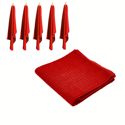 Rans Set of 6 Cotton Waffle Tea Towels 50x70 cm - Red Tristar Online