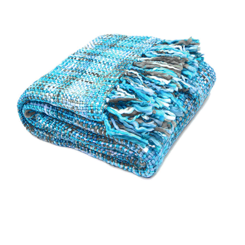 Rans Oslo Knitted Weave Throw 127x152cm - Aqua Marine Tristar Online