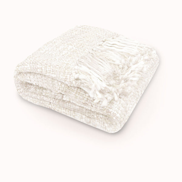 Rans Oslo Knitted Weave Throw 127x152cm - Snow White Tristar Online