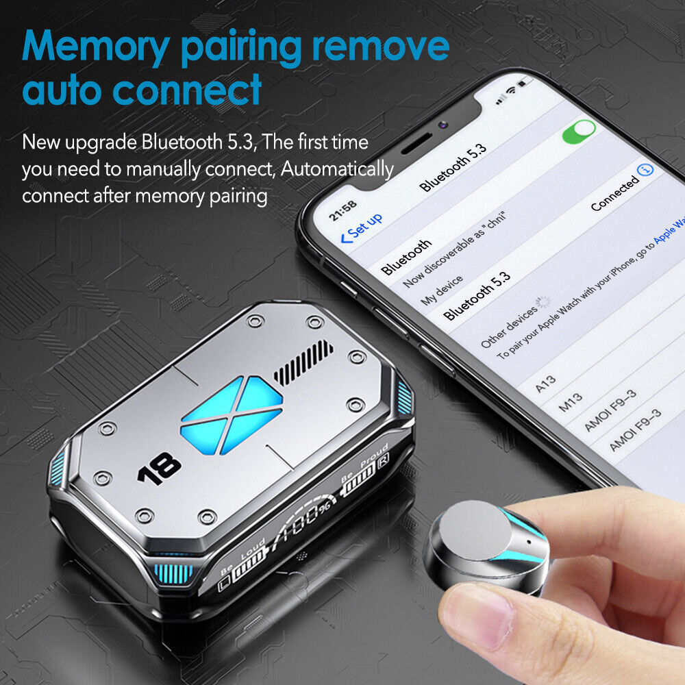 M41 TWS Bluetooth V5.3 Headphone Sports Cyberpunk Earphone HiFi Stereo LED Display Tristar Online