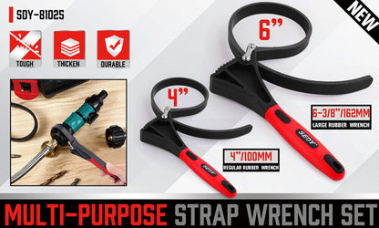 2x Rubber Strap Wrench Adjustable DIY Plumber Jars Hose Pipe Oil Filter Opener Tristar Online