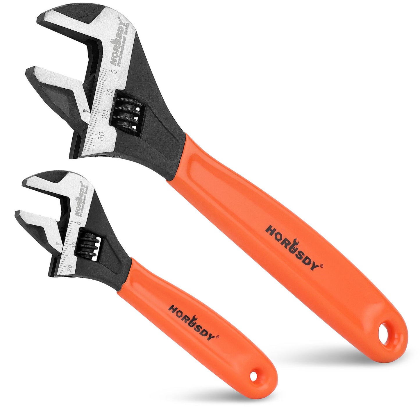 2x Adjustable Wrench Set 6" 10" Wide Jaw Spanner Cr-V Steel Workshop Metric SAE Tristar Online