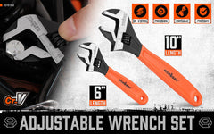 2x Adjustable Wrench Set 6" 10" Wide Jaw Spanner Cr-V Steel Workshop Metric SAE Tristar Online