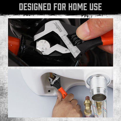 2x Adjustable Wrench Set 6" 10" Wide Jaw Spanner Cr-V Steel Workshop Metric SAE Tristar Online