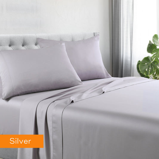1200tc hotel quality cotton rich sheet set king single silver Tristar Online