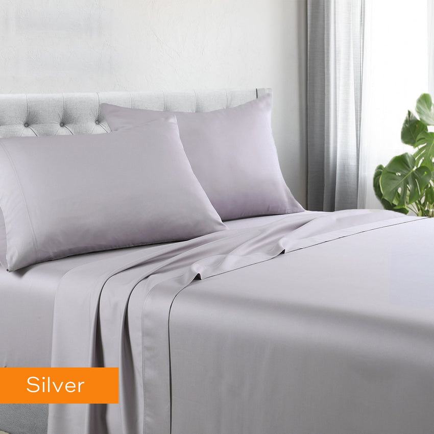 1200tc hotel quality cotton rich sheet set mega king silver Tristar Online