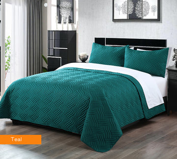 3 piece embossed comforter set queen teal Tristar Online