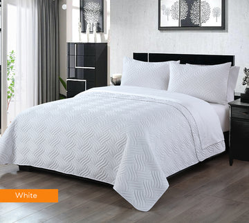 3 piece embossed comforter set queen white Tristar Online