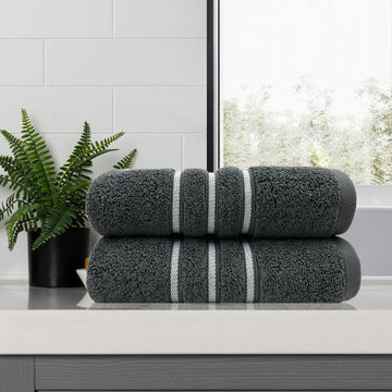 amor classic dobby stripe super soft premium cotton bath towel 2 pcs charcoal Tristar Online