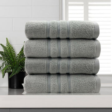 amor classic dobby stripe super soft premium cotton face washer 4 pcs 650gsm silver Tristar Online