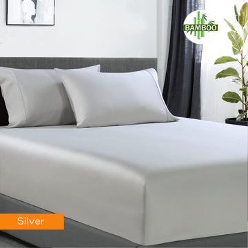 400 thread count bamboo cotton 1 fitted sheet with 2 pillowcases mega queen silver Tristar Online