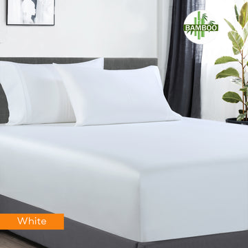 400 thread count bamboo cotton 1 fitted sheet with 2 pillowcases queen white Tristar Online