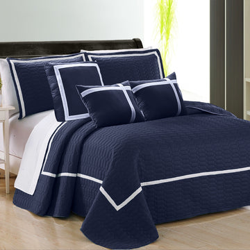 6 piece two tone embossed comforter set king navy Tristar Online