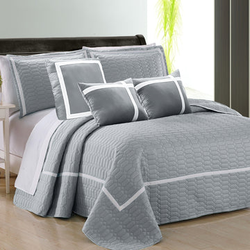 6 piece two tone embossed comforter set king silver Tristar Online