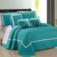 6 piece two tone embossed comforter set queen teal Tristar Online