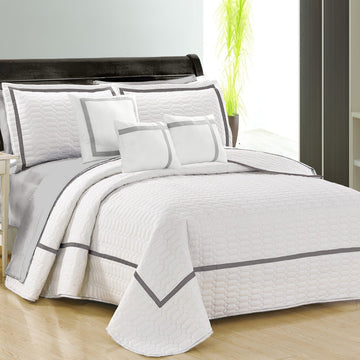 6 piece two tone embossed comforter set queen white Tristar Online