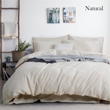 luxurious linen cotton quilt cover set queen natural Tristar Online