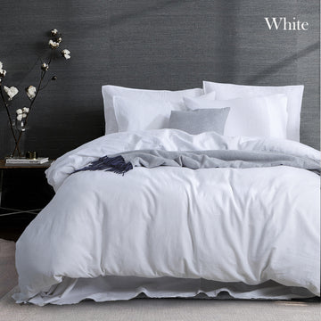 luxurious linen cotton quilt cover set queen white Tristar Online