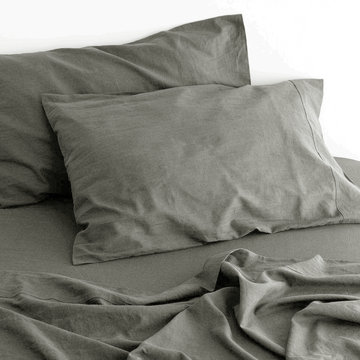 luxurious linen cotton sheet set 1 double grey Tristar Online