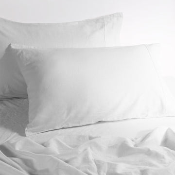 luxurious linen cotton sheet set 1 mega queen white Tristar Online