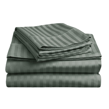 soft stripe microfibre sheet set queen charcoal Tristar Online