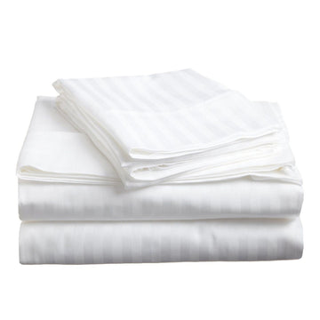 soft stripe microfibre sheet set queen white Tristar Online
