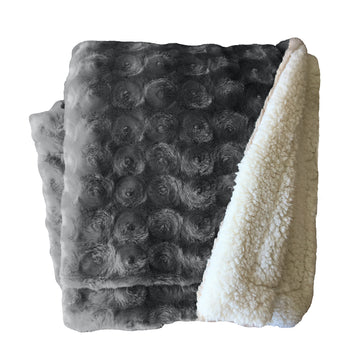 plush fleece sherpa backed reversible throw charcoal Tristar Online