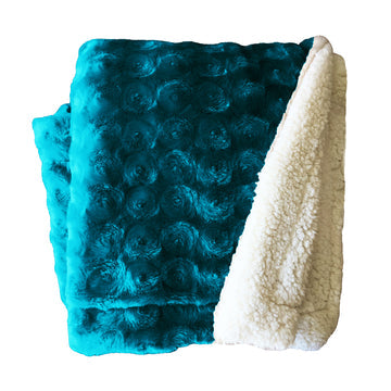plush fleece sherpa backed reversible throw teal Tristar Online