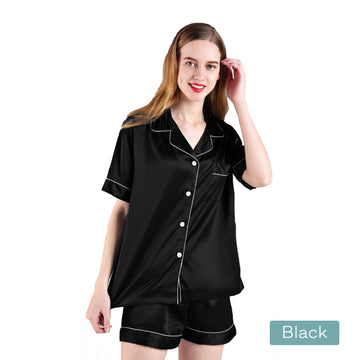 2pc satin short women pajamas set large black Tristar Online