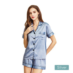 2pc satin short women pajamas set large dusty blue Tristar Online