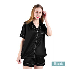 2pc satin short women pajamas set medium black Tristar Online