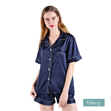 2pc satin short women pajamas set medium navy Tristar Online