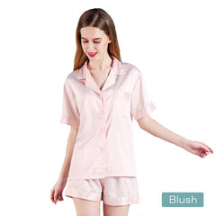 2pc satin short women pajamas set small blush Tristar Online