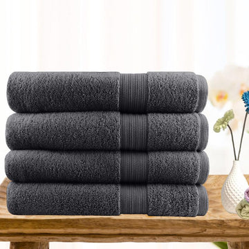 4 piece ultra light cotton bath towels in charcoal Tristar Online