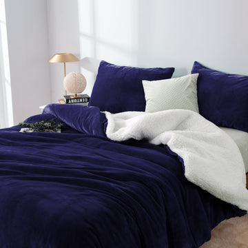 2 in 1 teddy sherpa duvet cover set and blanket queen midnight Tristar Online