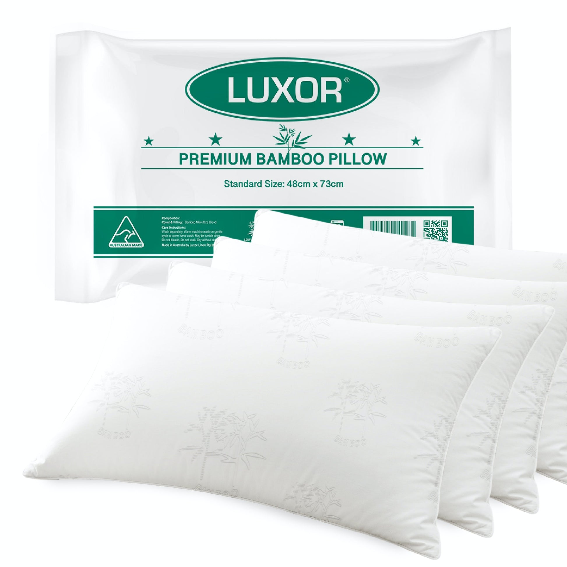 Luxor Australian Made Bamboo Cooling Pillow Standard Size Four Pack Tristar Online