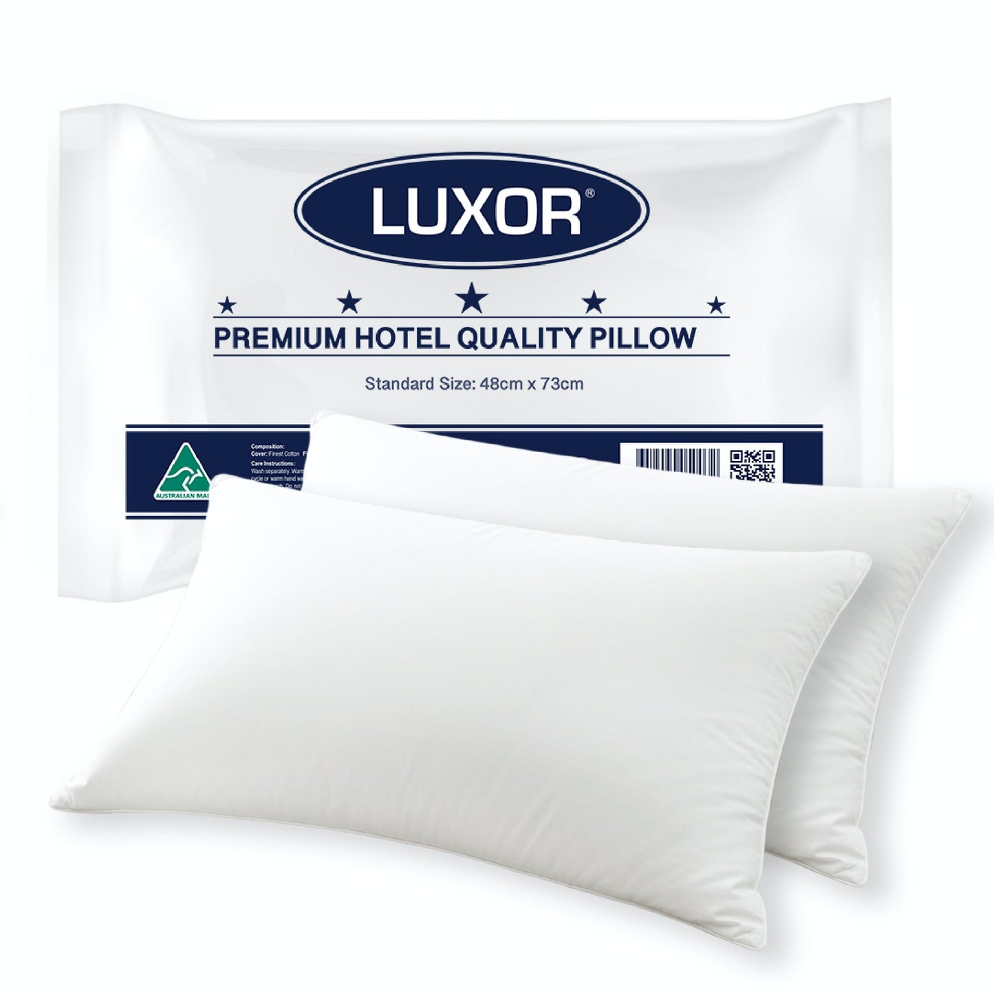 Luxor Australian Made Hotel Quality Pillow Standard Size Twin Pack Tristar Online