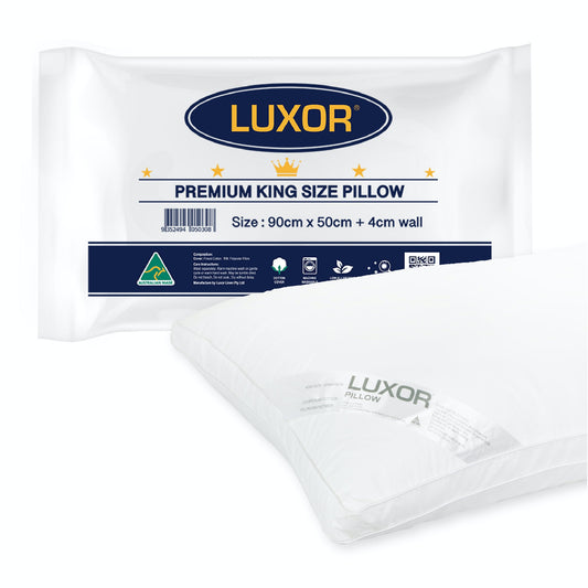 Luxor Australian Made Hotel King Size Pillow with 4cm Wall Single Pack Tristar Online