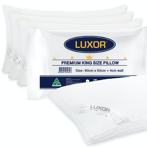 Luxor Australian Made Hotel King Size Pillow with 4cm Wall Four Pack Tristar Online