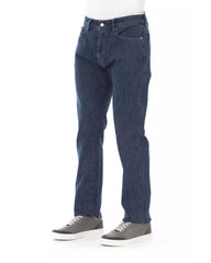 Logo Button Regular Man Jeans with Tricolor Insert and Contrast Stitching W34 US Men Tristar Online