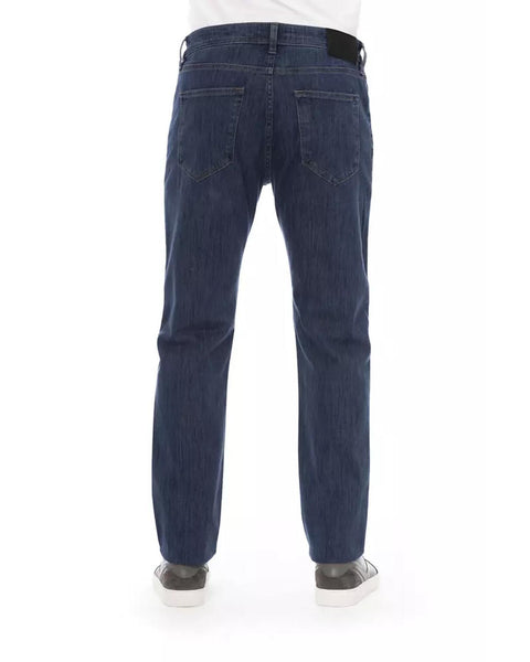 Logo Button Regular Man Jeans with Tricolor Insert and Contrast Stitching W34 US Men Tristar Online