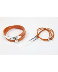 Leather and Metal Necklace and Bracelet - L Tristar Online