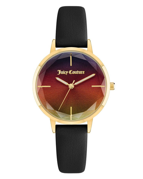 Gold Fashion Womens Analog Quartz Watch with Black Leatherette Wristband One Size Women Tristar Online