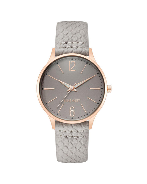 Rose Gold Analog Fashion Watch with Grey Leatherette Strap One Size Women Tristar Online