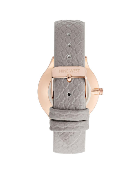 Rose Gold Analog Fashion Watch with Grey Leatherette Strap One Size Women Tristar Online